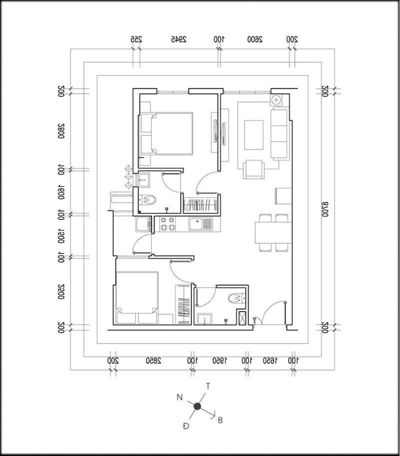 mặt bằng phòng ngủ master