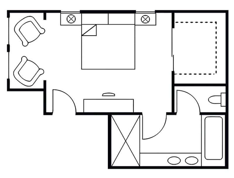 mặt bằng phòng ngủ master