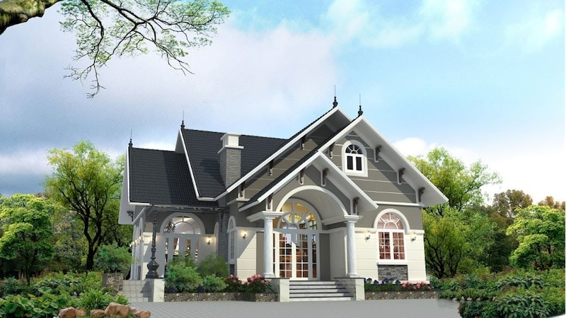 mẫu nhà mái thái 1 tầng 3 phòng ngủ