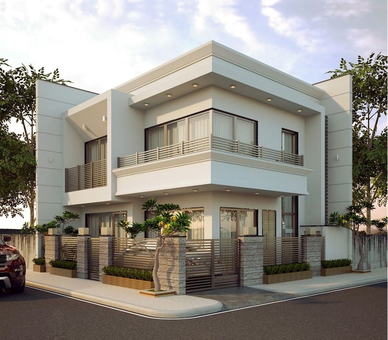 thiết kế nhà 2 mặt tiền vát góc